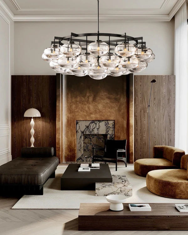 Curvette Clear Glass Round Chandelier 48"