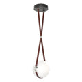 Derby Small LED Pendant Polished Nickel Accent British Brown Leather LED Opal Glass (GG) in Black