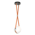 Derby Small LED Pendant Polished Nickel Accent Chestnut Leather LED Opal Glass (GG) in Black