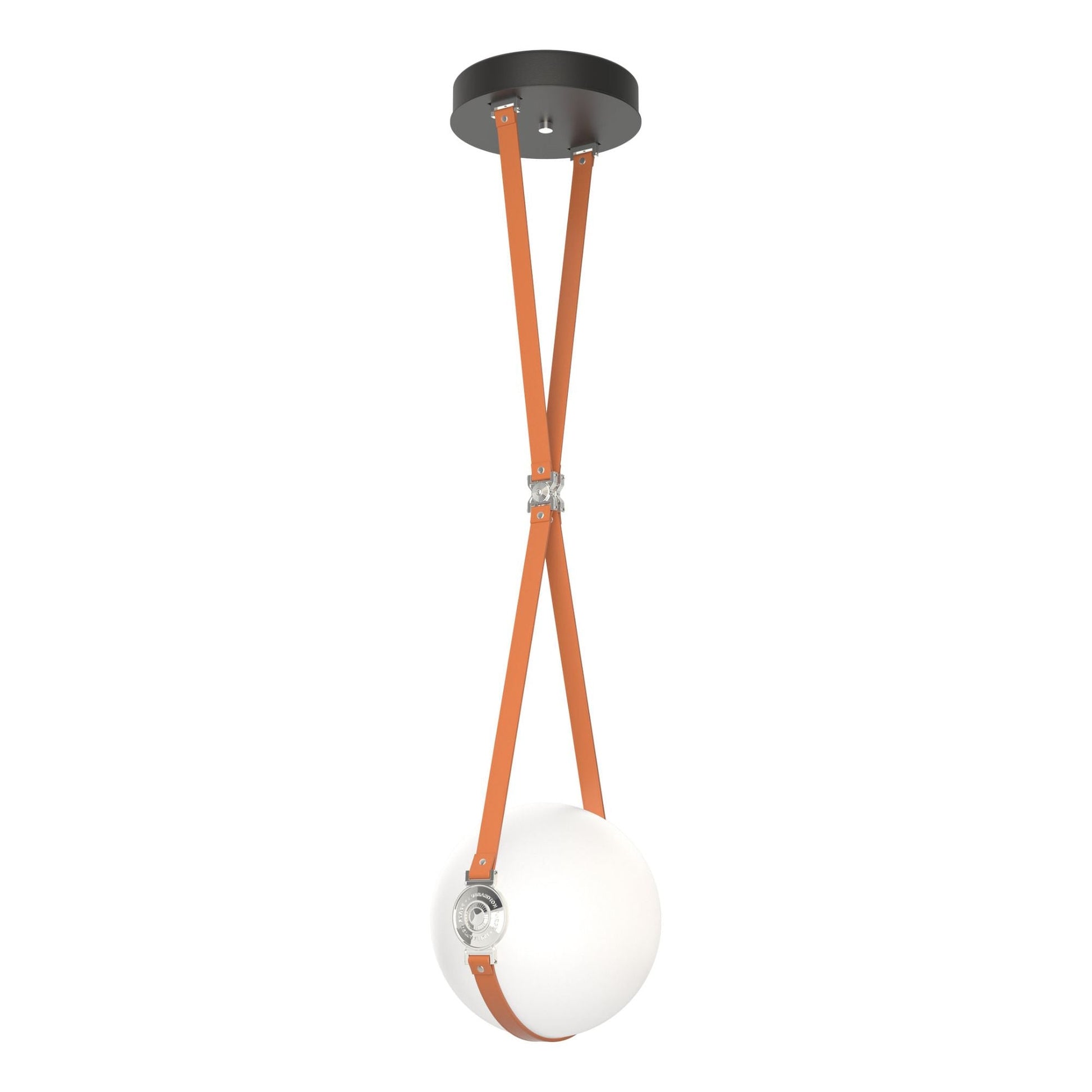 Derby Small LED Pendant Polished Nickel Accent Chestnut Leather LED Opal Glass (GG) in Black
