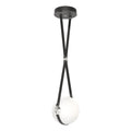 Derby Small LED Pendant Polished Nickel Accent Black Leather LED Opal Glass (GG) in Black