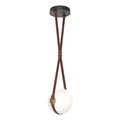 Derby Small LED Pendant Antique Brass Accent British Brown Leather LED Opal Glass (GG) in Black