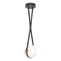 Derby Small LED Pendant Antique Brass Accent Black Leather LED Opal Glass (GG) in Black