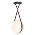 Derby Large LED Pendant Polished Nickel Accent British Brown Leather LED Opal Glass (GG) in Black