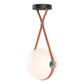 Derby Large LED Pendant Polished Nickel Accent Chestnut Leather LED Opal Glass (GG) in Black