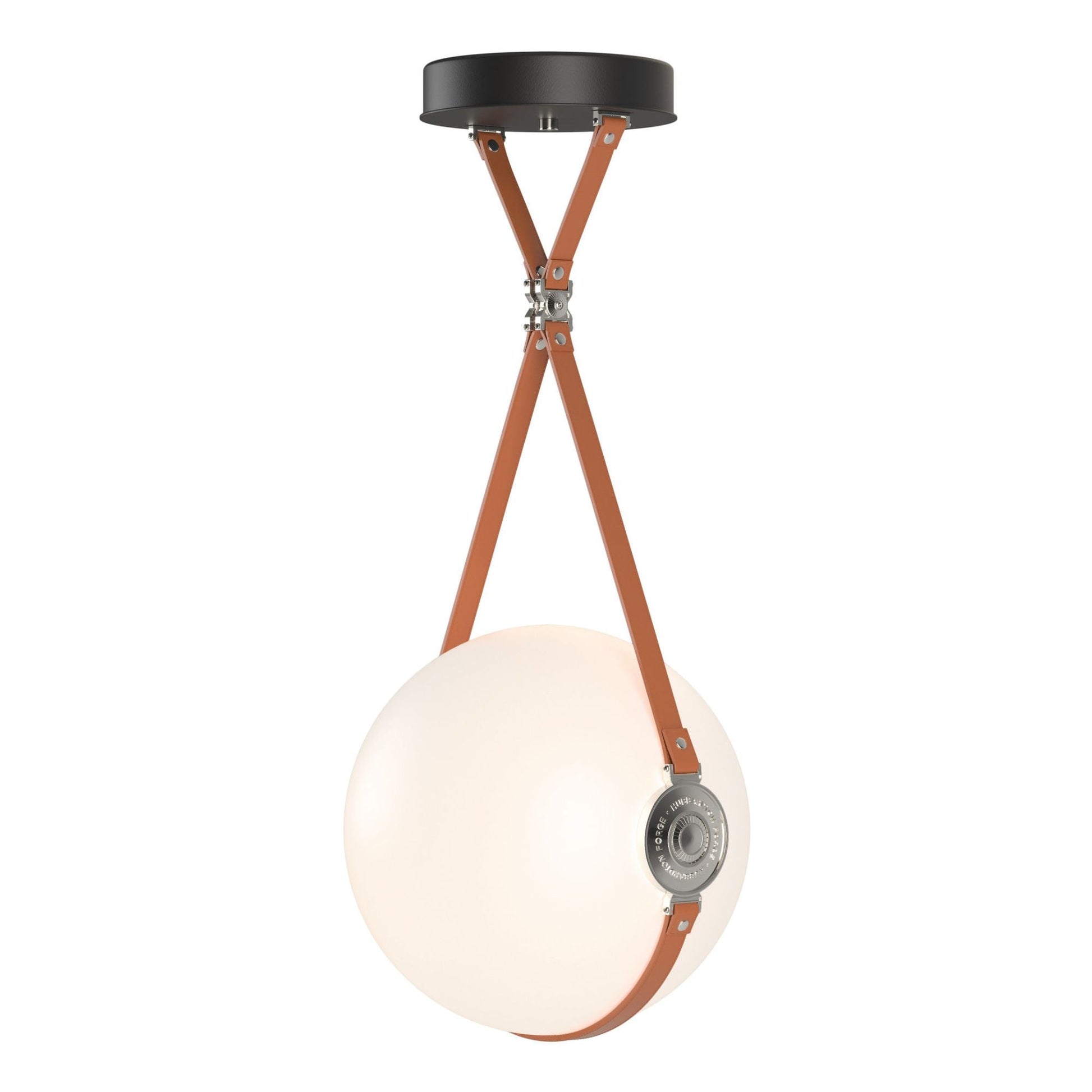 Derby Large LED Pendant Polished Nickel Accent Chestnut Leather LED Opal Glass (GG) in Black