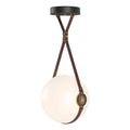 Derby Large LED Pendant Antique Brass Accent British Brown Leather LED Opal Glass (GG) in Black