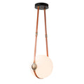 Derby Large LED Pendant Antique Brass Accent Chestnut Leather LED Opal Glass (GG) in Black