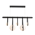 Derby Linear 5-Light LED Pendant Polished Nickel Accent Black Leather LED Opal Glass (GG) in Black