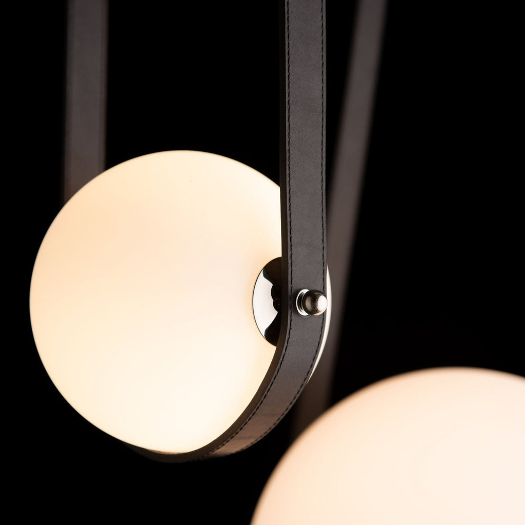 Derby Linear 5-Light LED Pendant Polished Nickel Accent Black Leather LED Opal Glass (GG) in Black