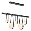 Derby Linear 5-Light LED Pendant Antique Brass Accent Black Leather LED Opal Glass (GG) in Black