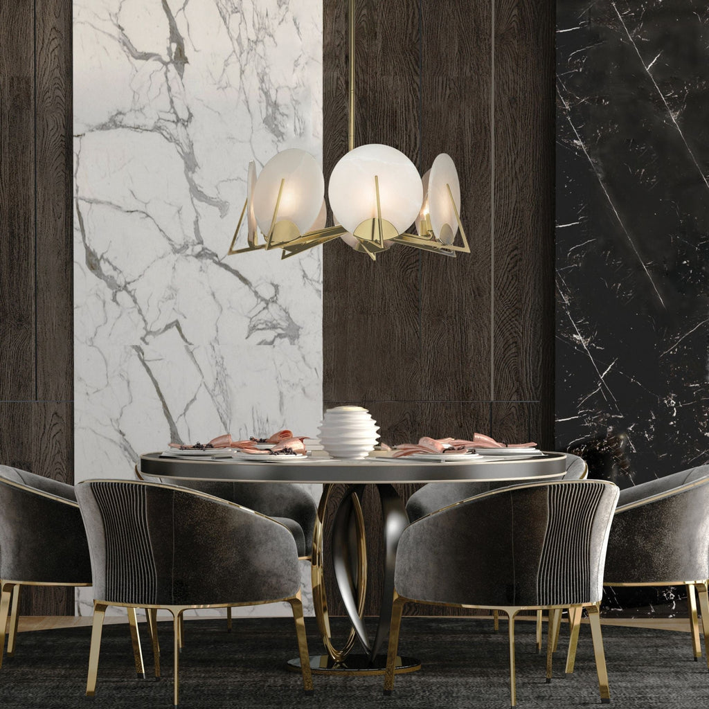 Callisto 7-Light Pendant 7-Light Alabaster in Modern Brass