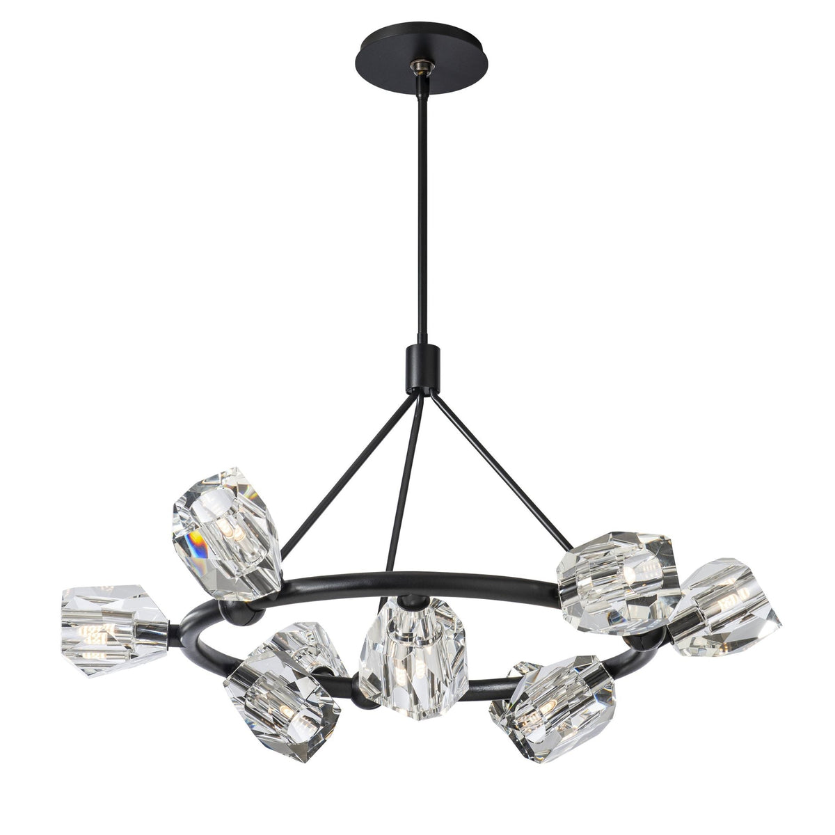 Gatsby 9-Light Ring Pendant 9-Light Crystal in Black