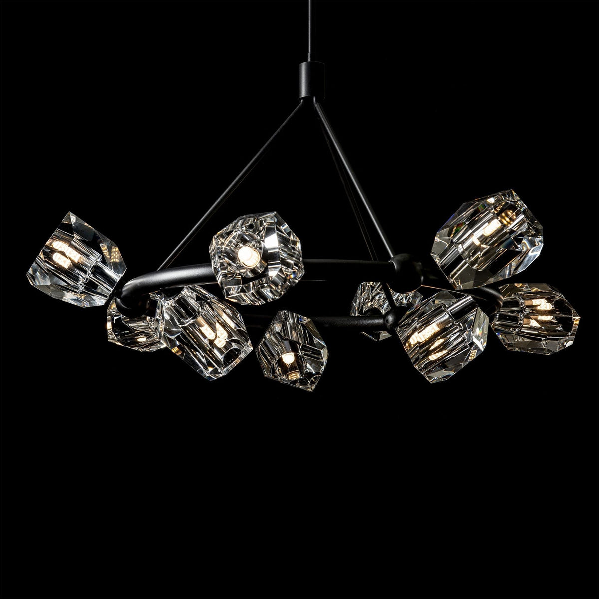 Gatsby 9-Light Ring Pendant 9-Light Crystal in Black