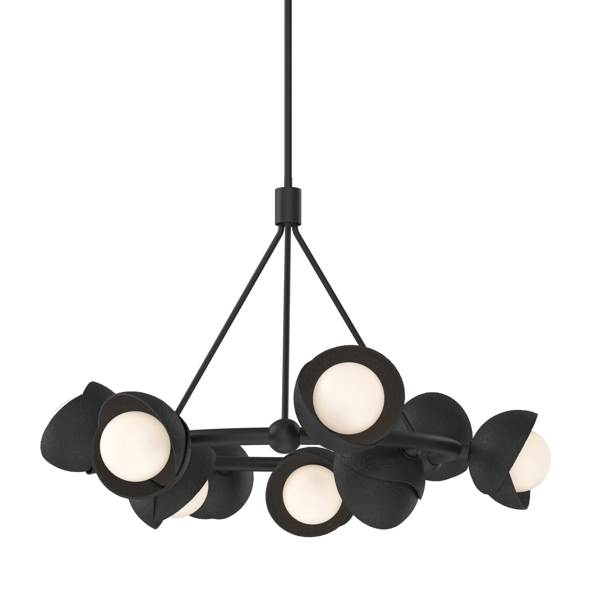 Brooklyn 9-Light Double Shade Ring Pendant 9-Light Black Accent Opal Glass (GG) in Black