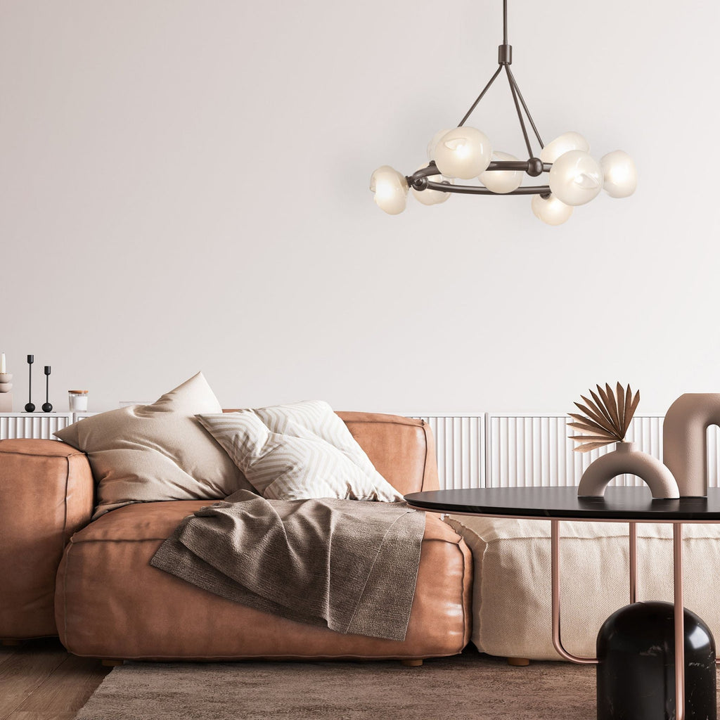 Ume 9-Light Ring Pendant 9-Light Frosted Glass (FD) in Dark Smoke