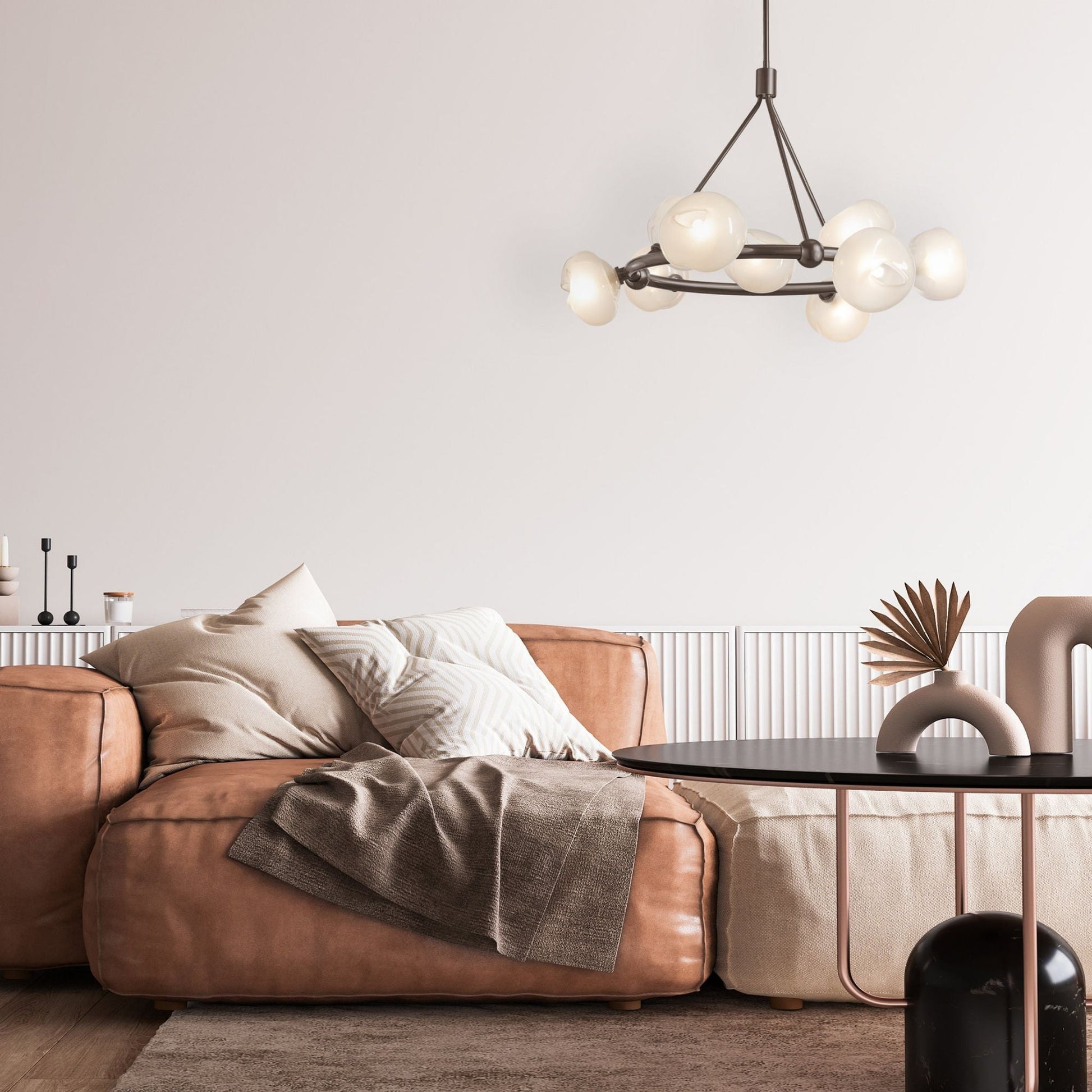 Ume 9-Light Ring Pendant 9-Light Frosted Glass (FD) in Dark Smoke