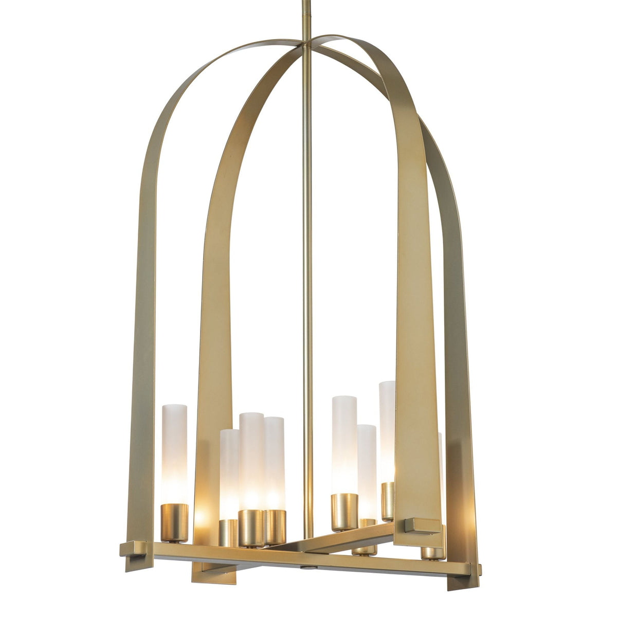 Triomphe 8-Light Pendant 8-Light Frosted Glass (FD) in Modern Brass