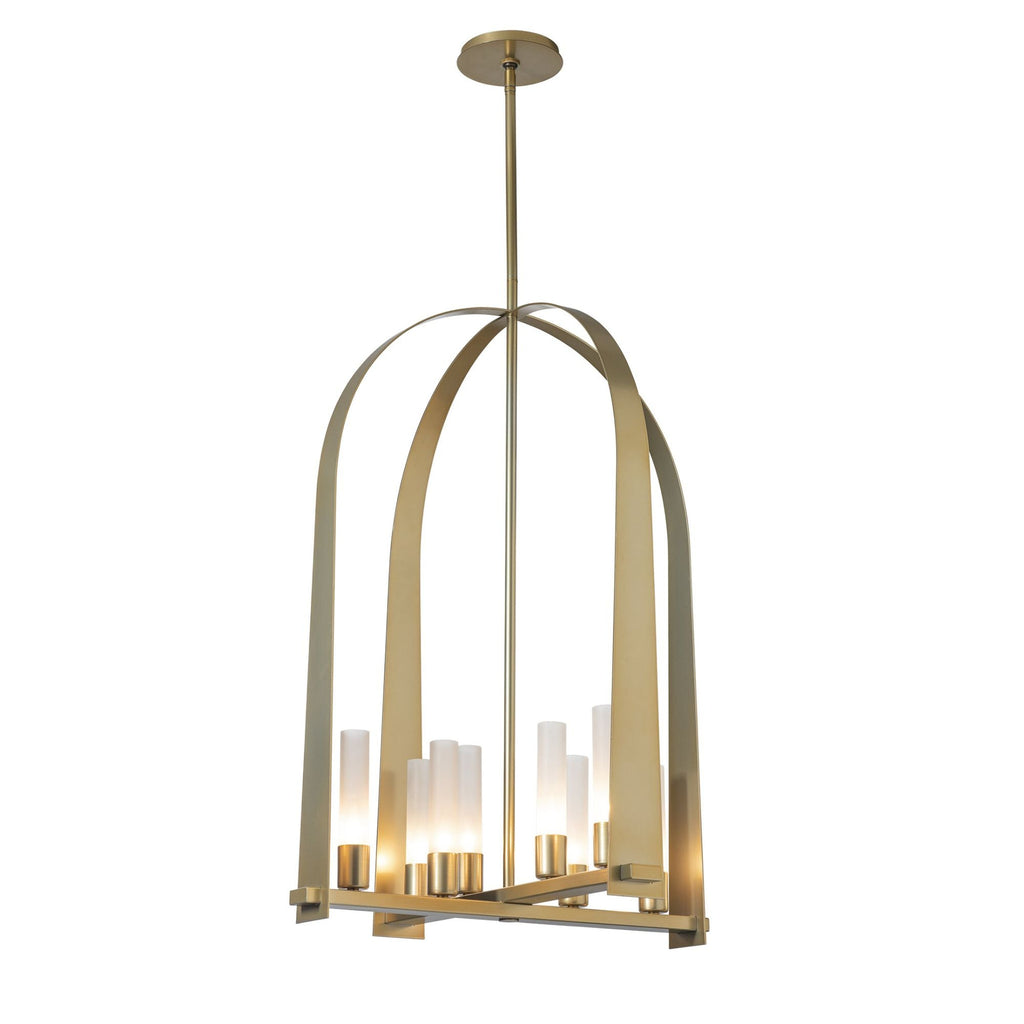 Triomphe 8-Light Pendant 8-Light Frosted Glass (FD) in Modern Brass