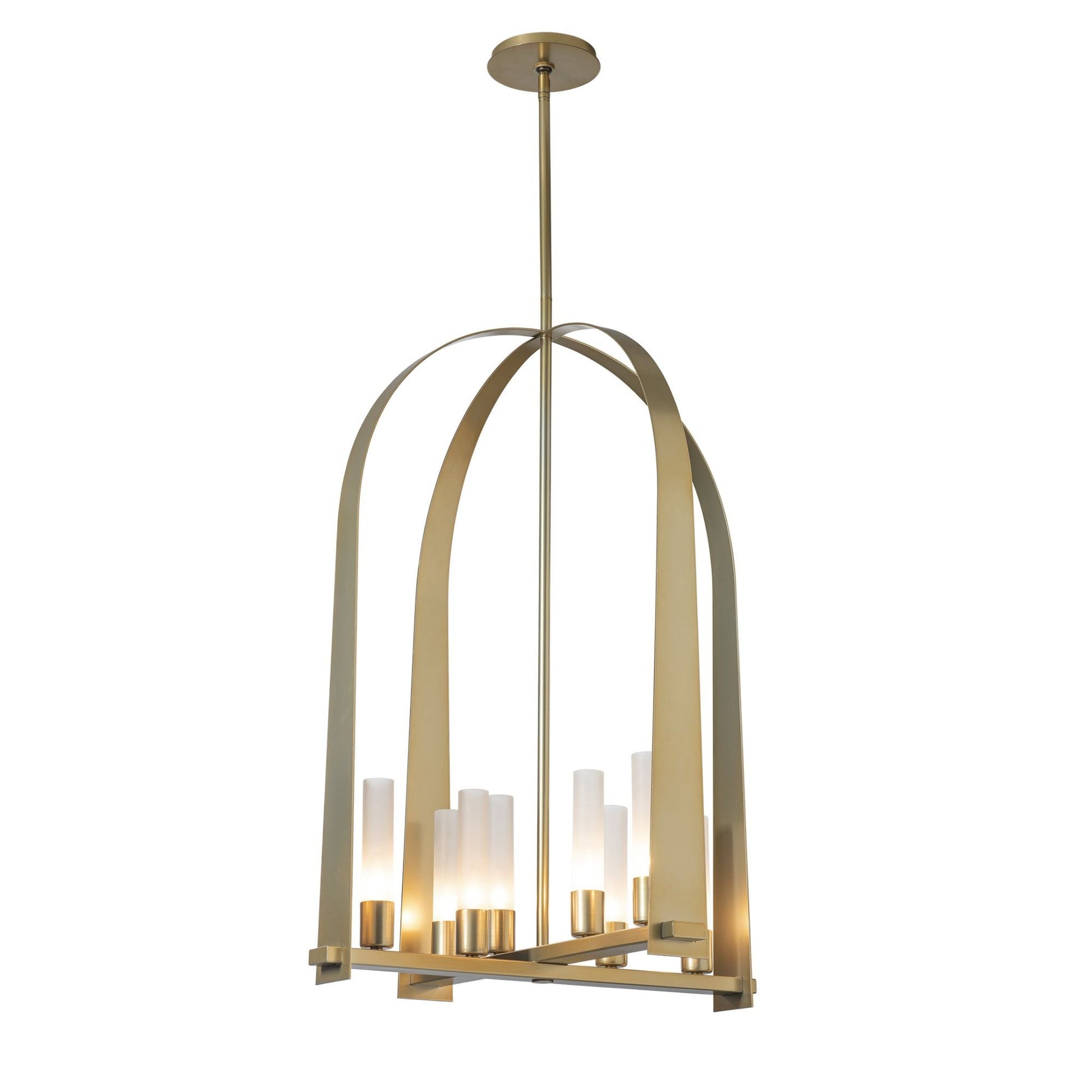 Triomphe 8-Light Pendant 8-Light Frosted Glass (FD) in Modern Brass