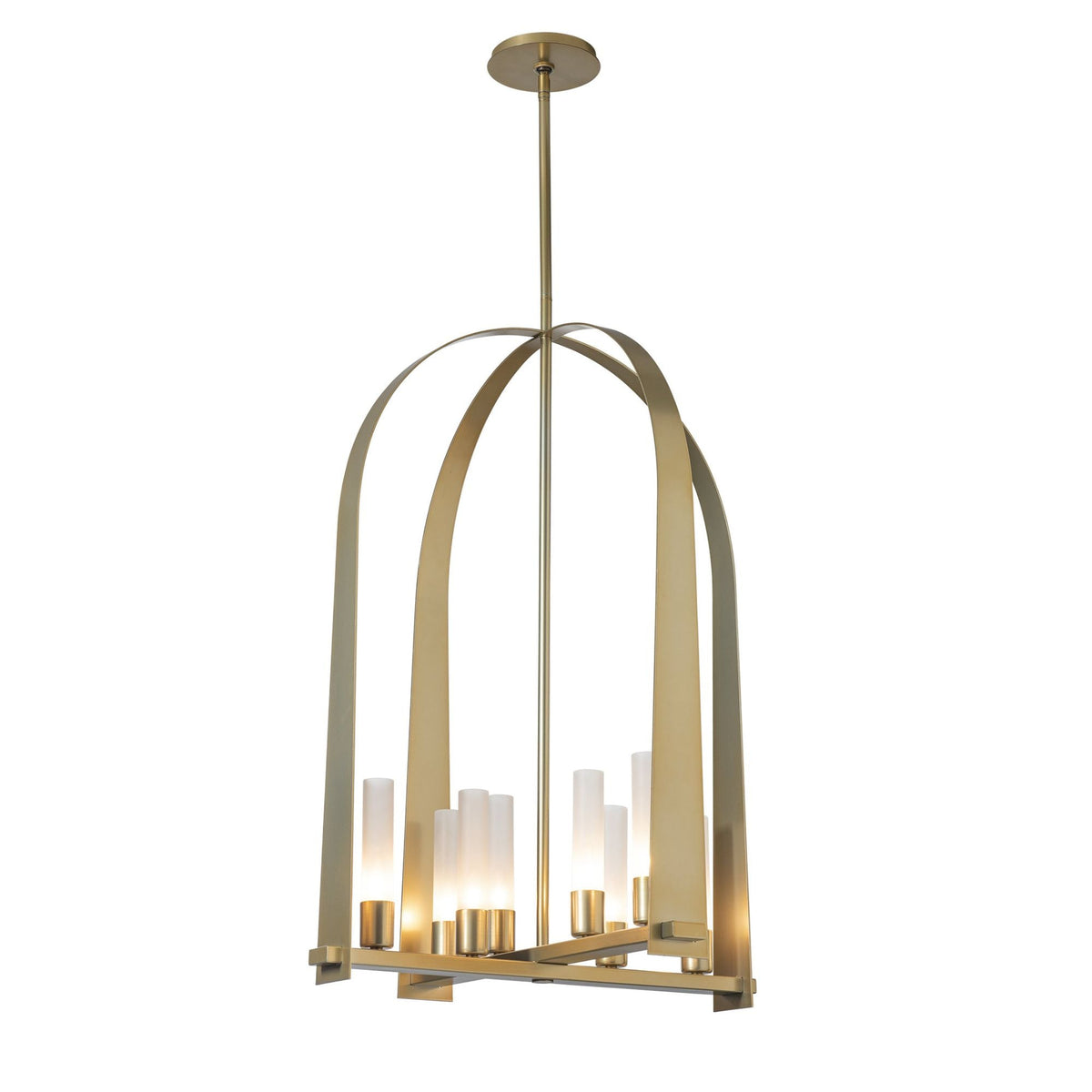 Triomphe 8-Light Pendant 8-Light Frosted Glass (FD) in Modern Brass