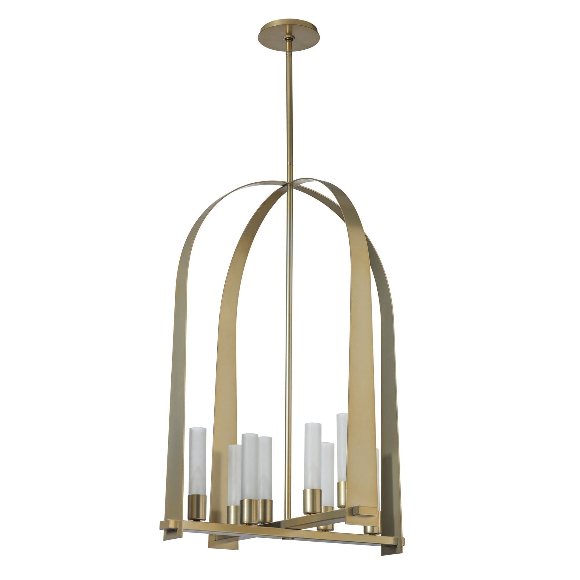 Triomphe 8-Light Pendant 8-Light Frosted Glass (FD) in Modern Brass