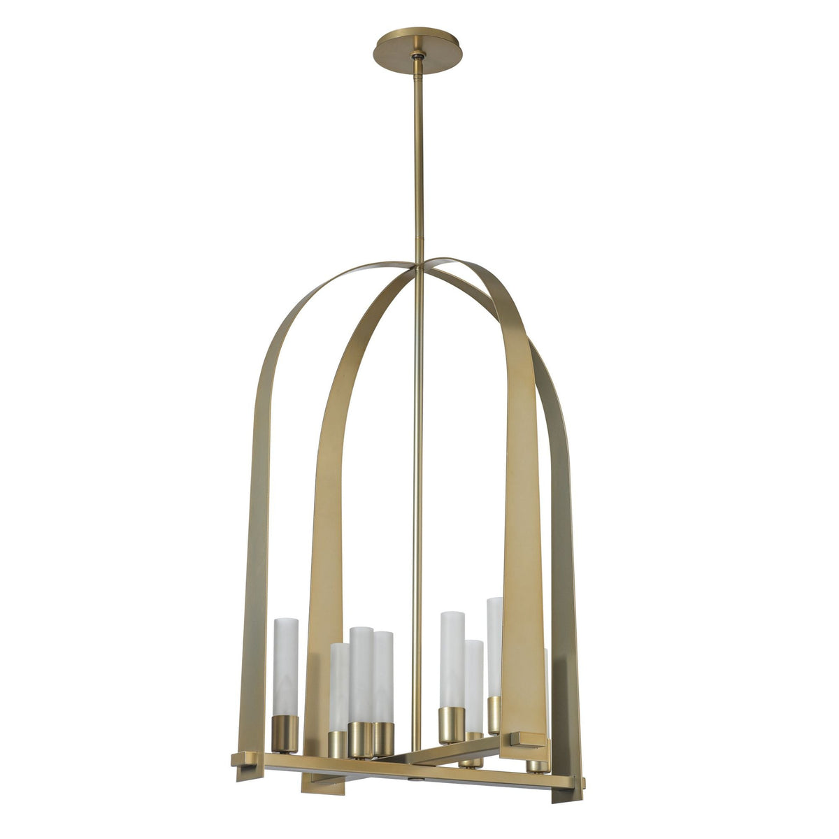 Triomphe 8-Light Pendant 8-Light Frosted Glass (FD) in Modern Brass