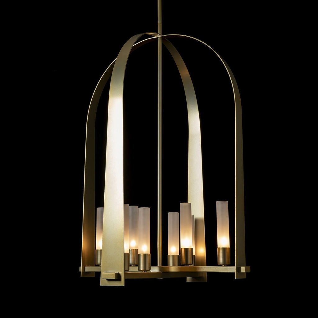 Triomphe 8-Light Pendant 8-Light Frosted Glass (FD) in Modern Brass