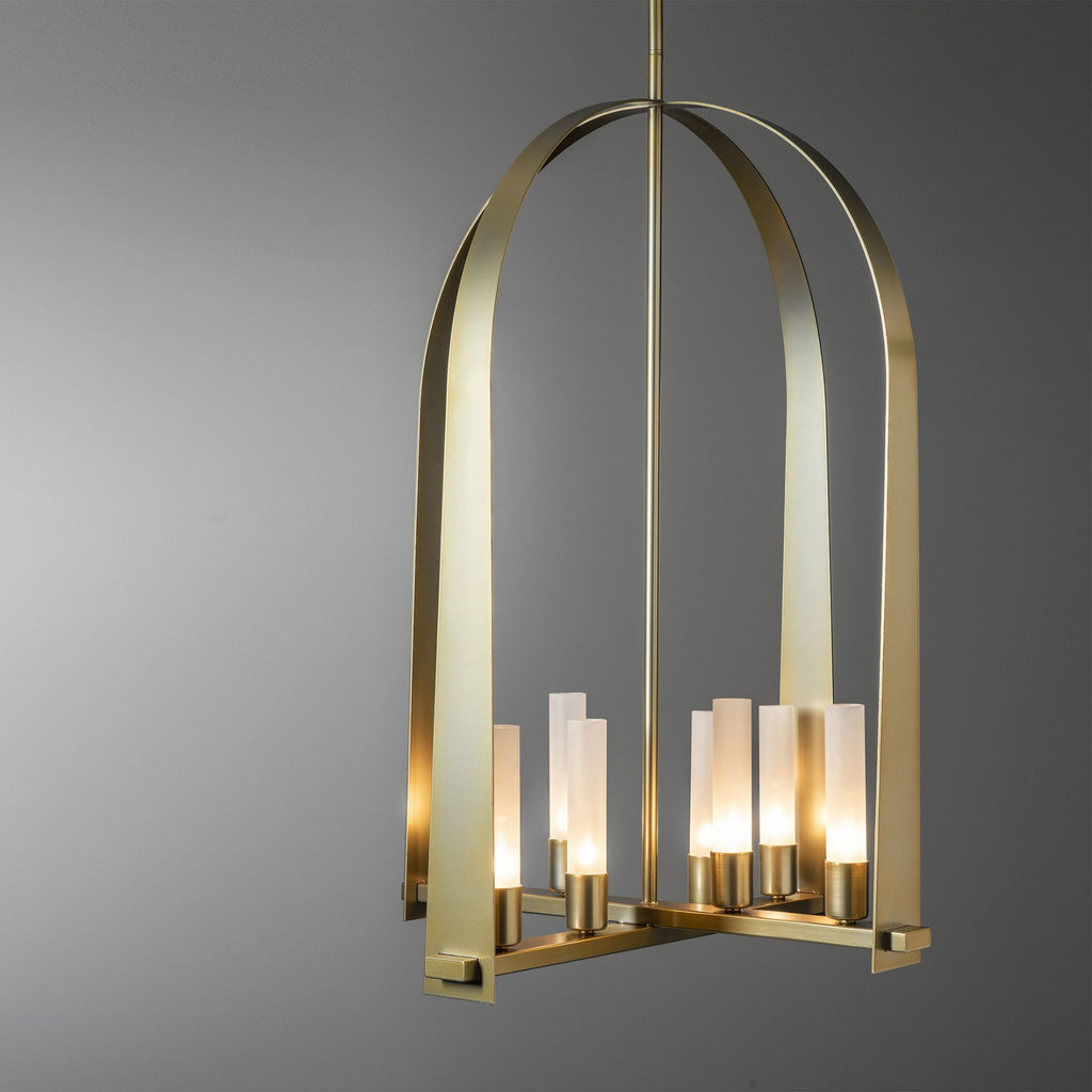 Triomphe 8-Light Pendant 8-Light Frosted Glass (FD) in Modern Brass