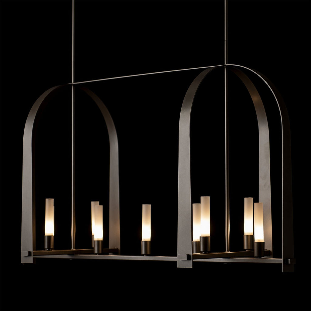 Triomphe 9-Light Linear Pendant 9-Light Frosted Glass (FD) in Dark Smoke