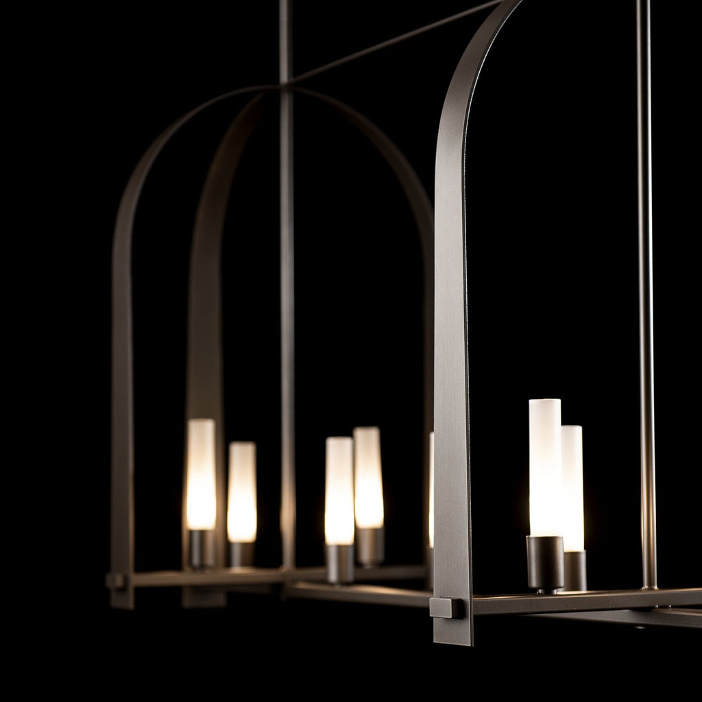 Triomphe 9-Light Linear Pendant 9-Light Frosted Glass (FD) in Dark Smoke
