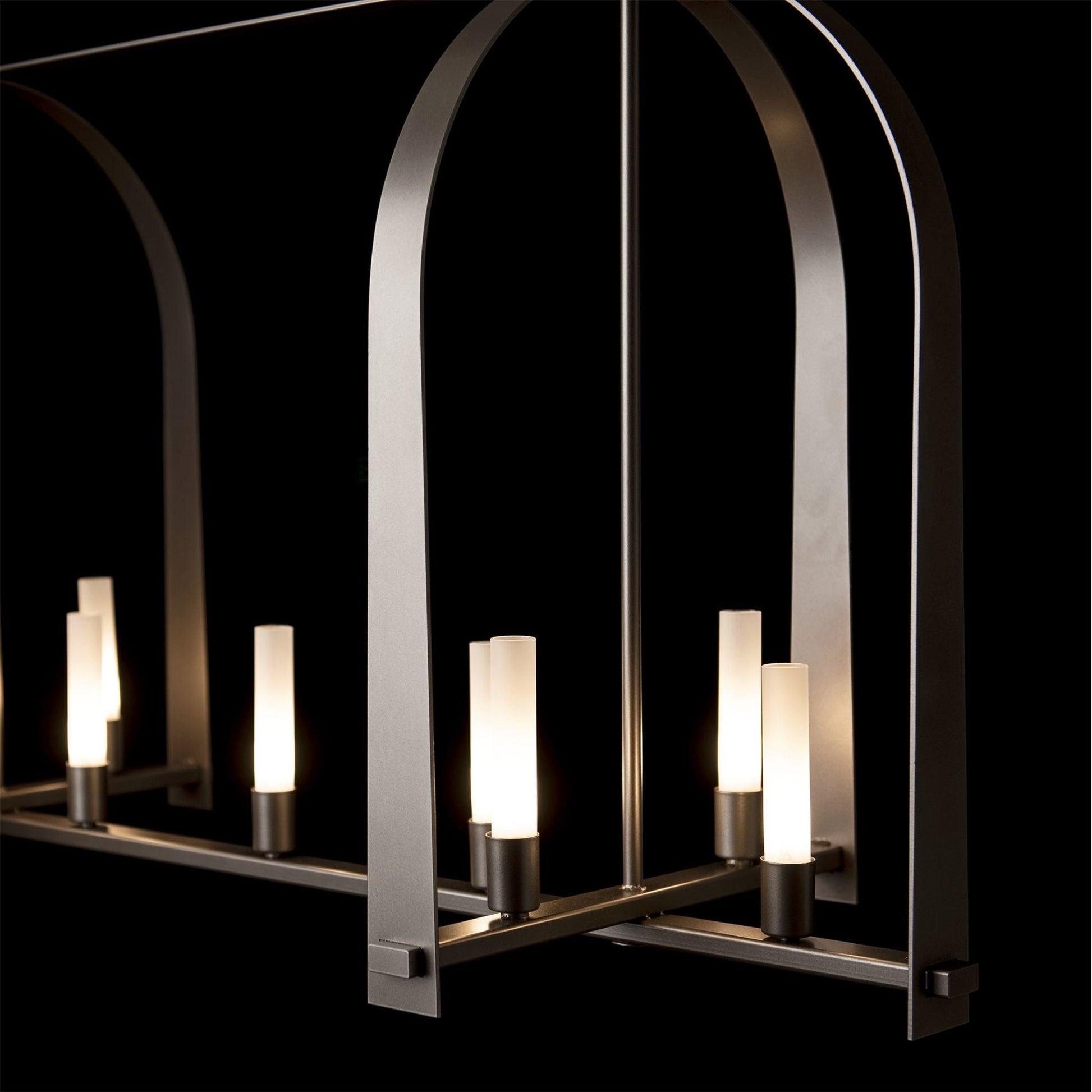 Triomphe 9-Light Linear Pendant 9-Light Frosted Glass (FD) in Dark Smoke