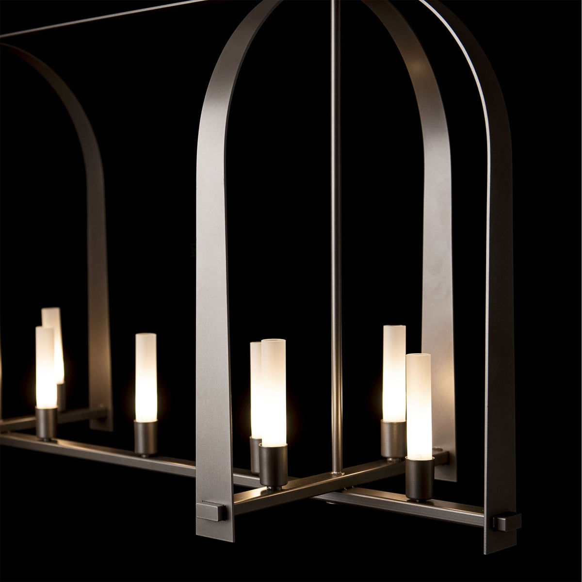 Triomphe 9-Light Linear Pendant 9-Light Frosted Glass (FD) in Dark Smoke