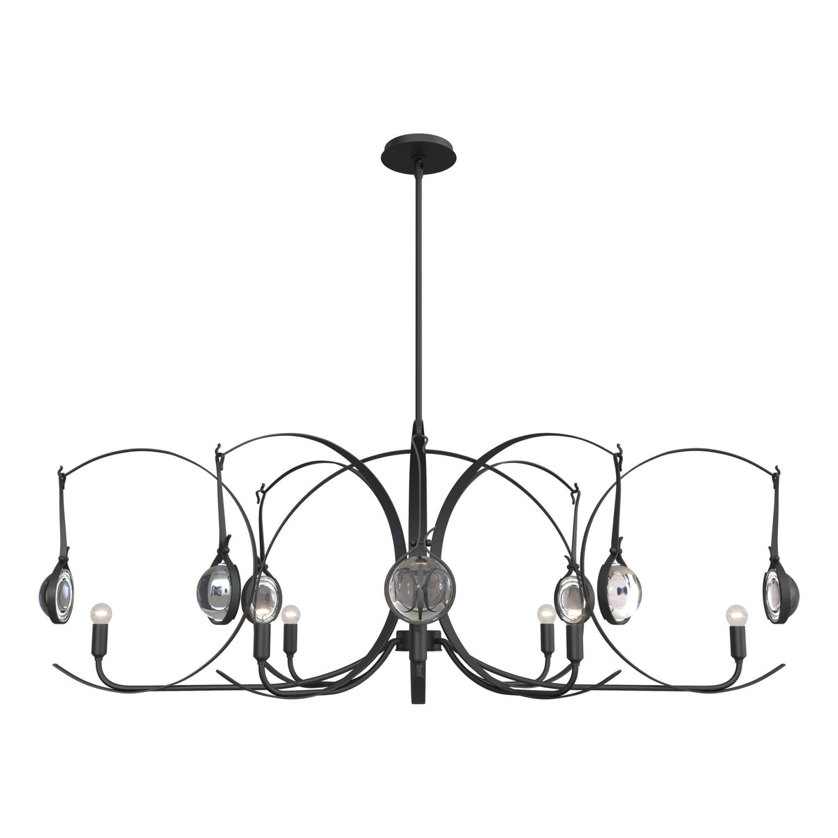 Optic 8-Light Oval Pendant 8-Light Black Accent Clear Glass (ZM) in Black