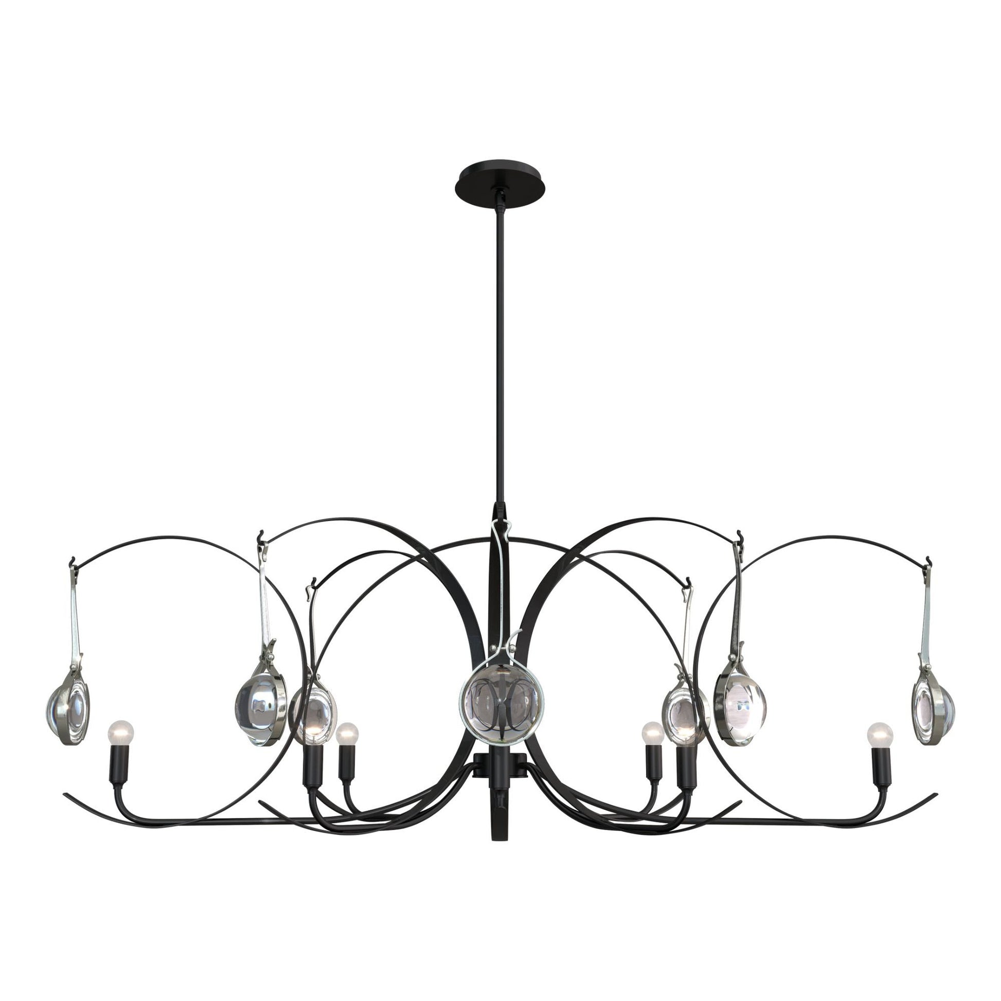 Optic 8-Light Oval Pendant 8-Light Sterling Accent Clear Glass (ZM) in Black