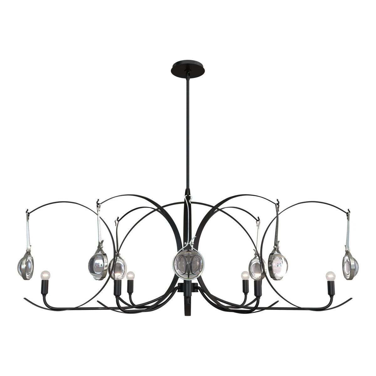 Optic 8-Light Oval Pendant 8-Light Sterling Accent Clear Glass (ZM) in Black