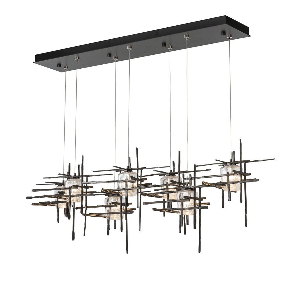 Tura 7-Light Seeded Glass Pendant 7-Light Seeded Clear Glass (II) in Dark Smoke