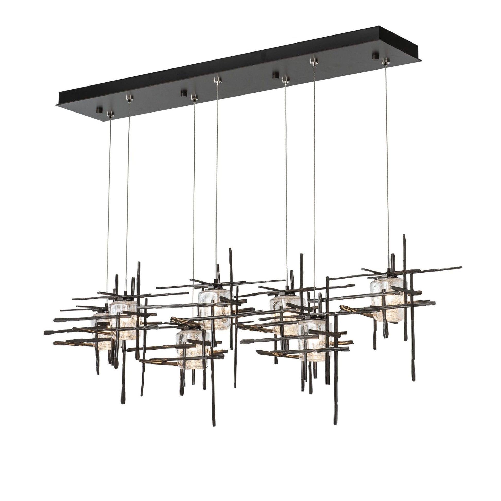 Tura 7-Light Seeded Glass Pendant 7-Light Seeded Clear Glass (II) in Dark Smoke