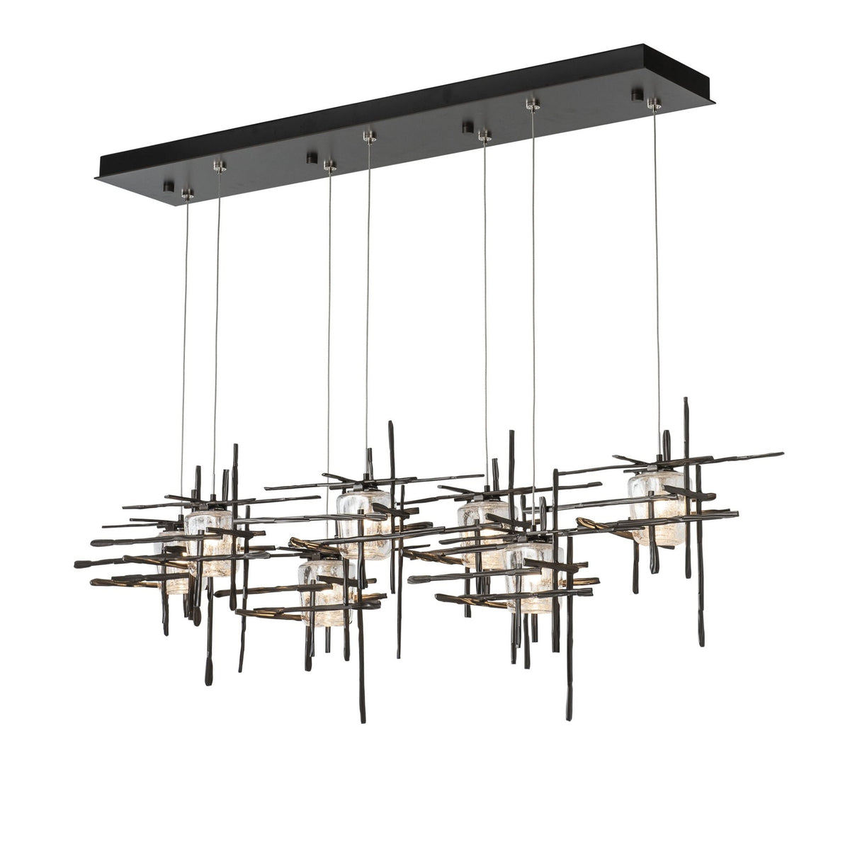 Tura 7-Light Seeded Glass Pendant 7-Light Seeded Clear Glass (II) in Dark Smoke