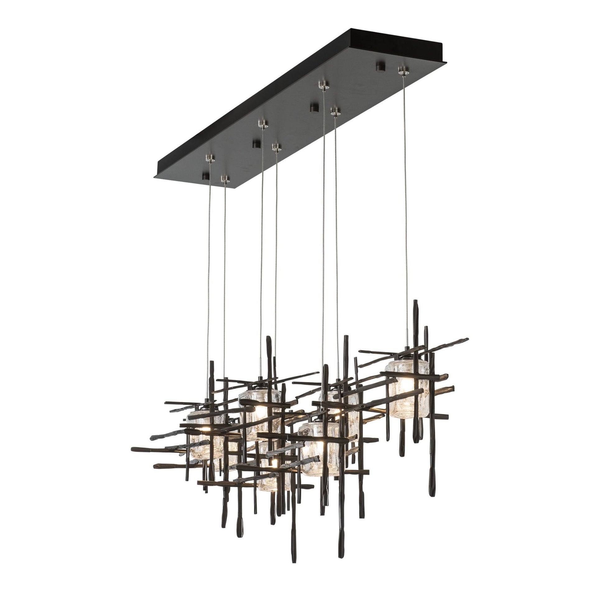 Tura 7-Light Seeded Glass Pendant 7-Light Seeded Clear Glass (II) in Dark Smoke