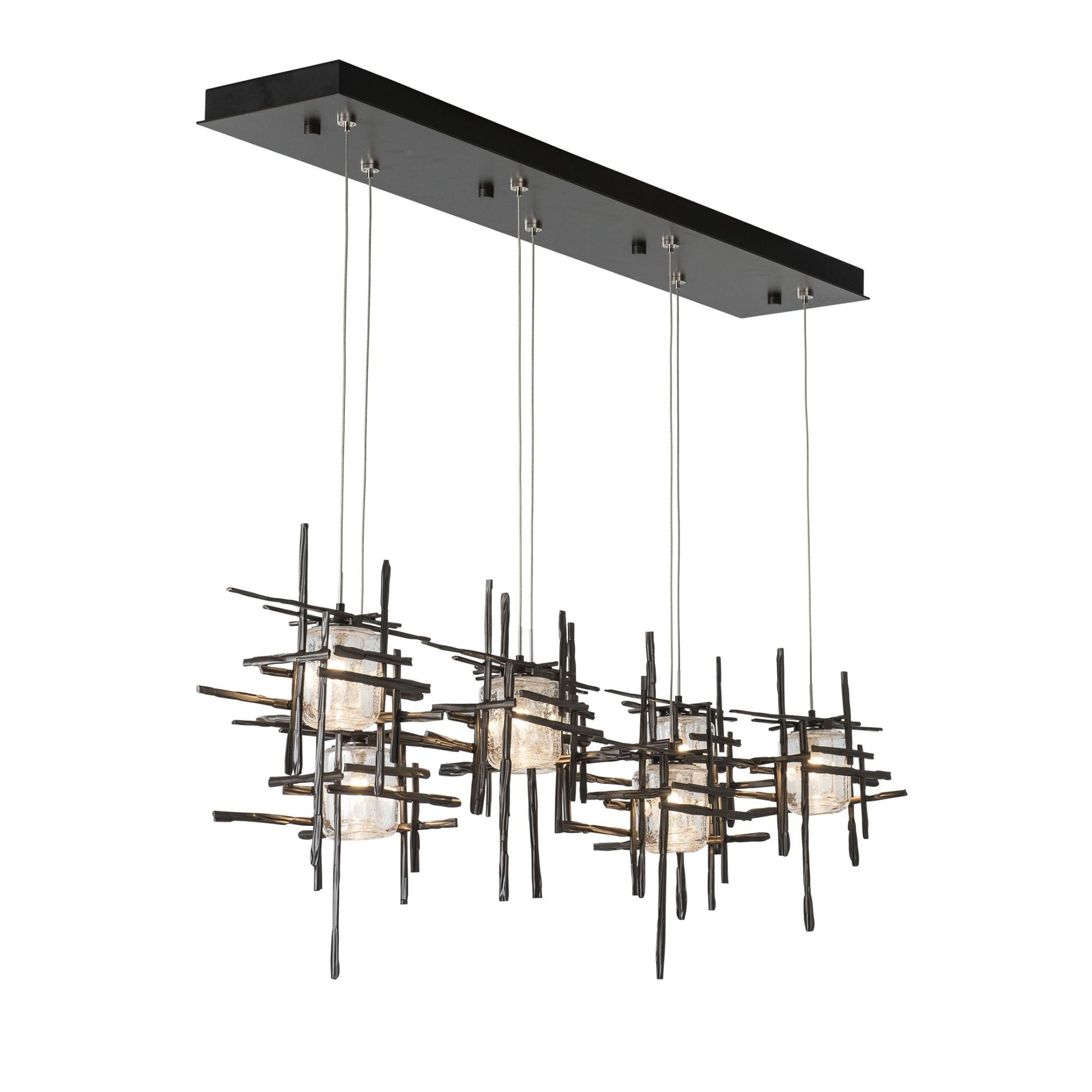 Tura 7-Light Seeded Glass Pendant 7-Light Seeded Clear Glass (II) in Dark Smoke