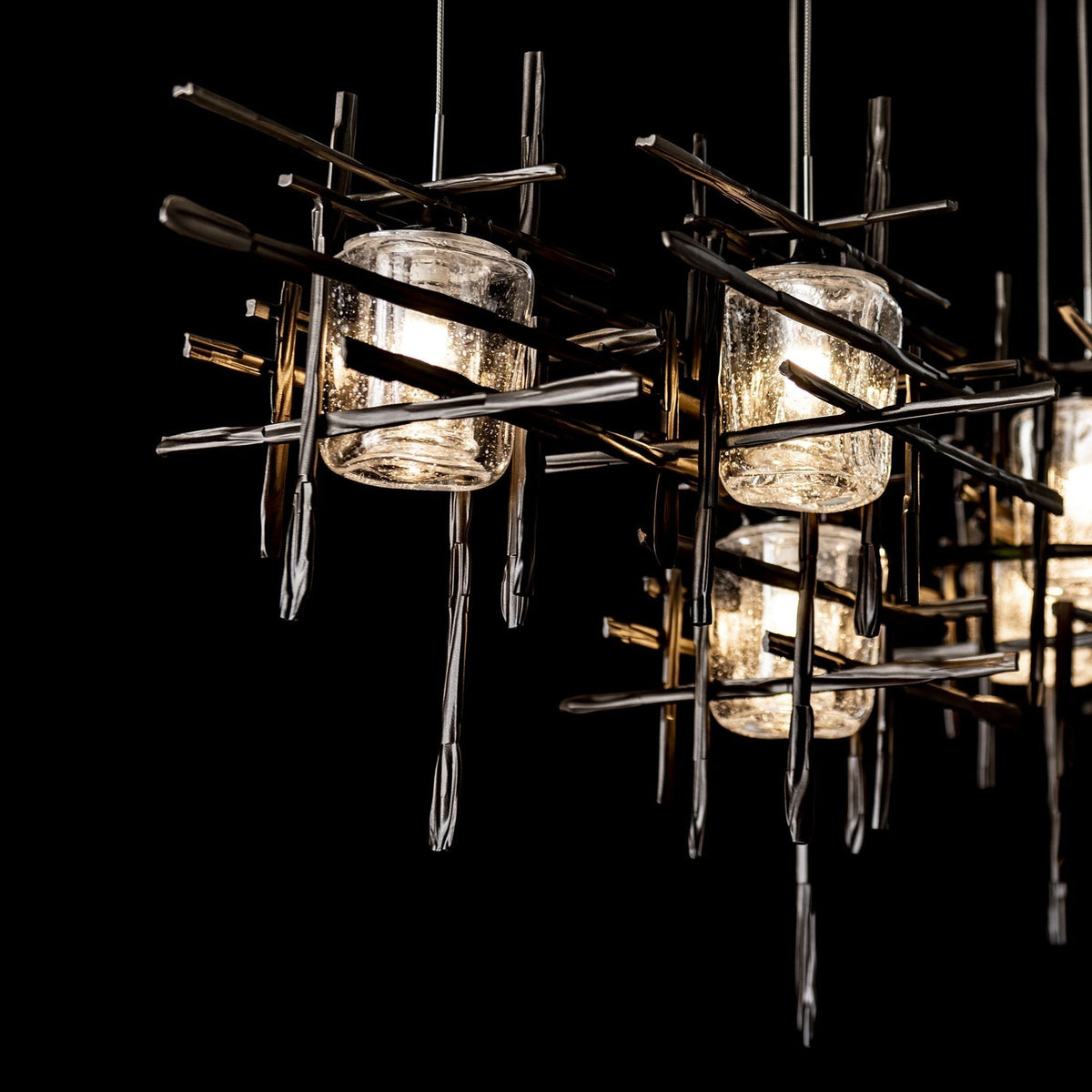 Tura 7-Light Seeded Glass Pendant 7-Light Seeded Clear Glass (II) in Dark Smoke