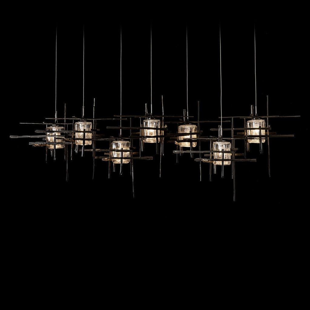 Tura 7-Light Seeded Glass Pendant 7-Light Seeded Clear Glass (II) in Dark Smoke
