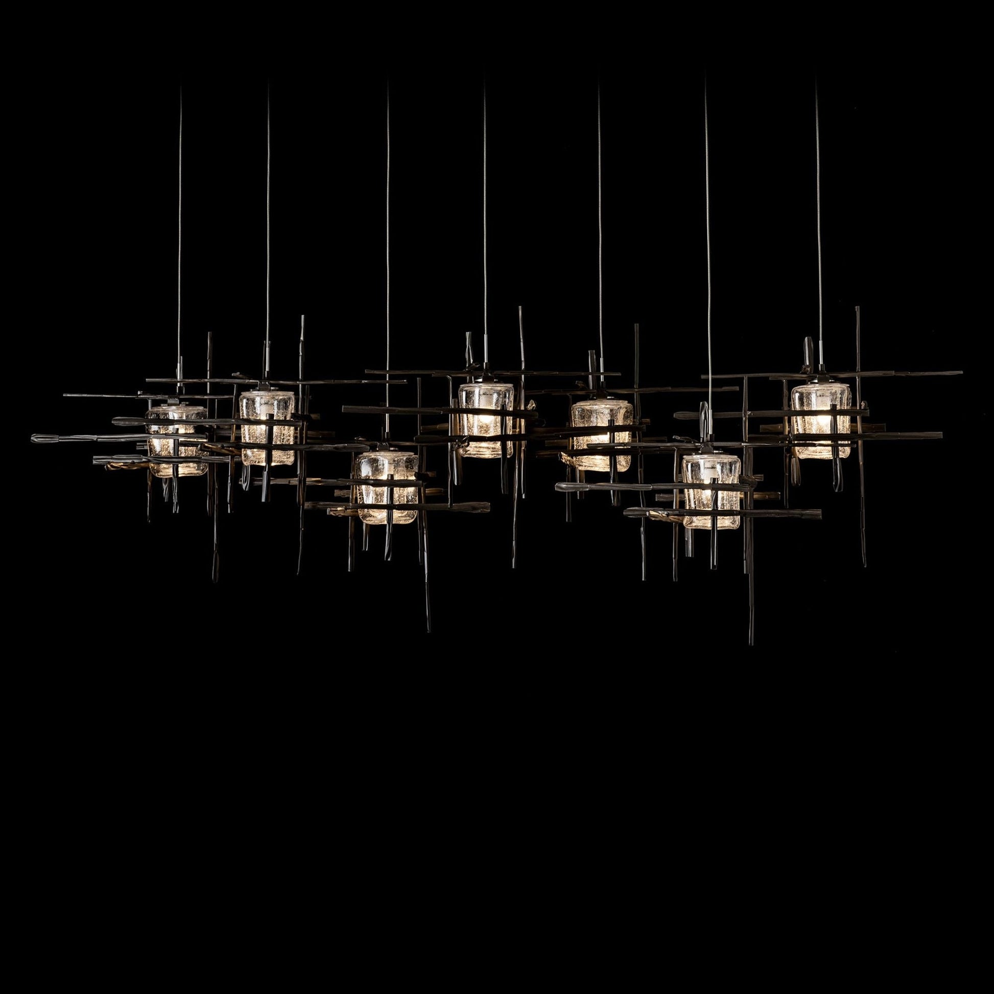 Tura 7-Light Seeded Glass Pendant 7-Light Seeded Clear Glass (II) in Dark Smoke
