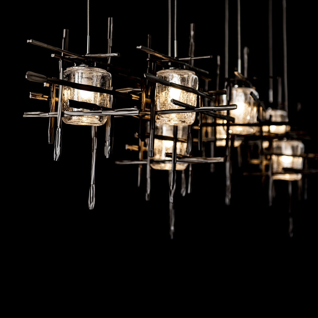 Tura 7-Light Seeded Glass Pendant 7-Light Seeded Clear Glass (II) in Dark Smoke