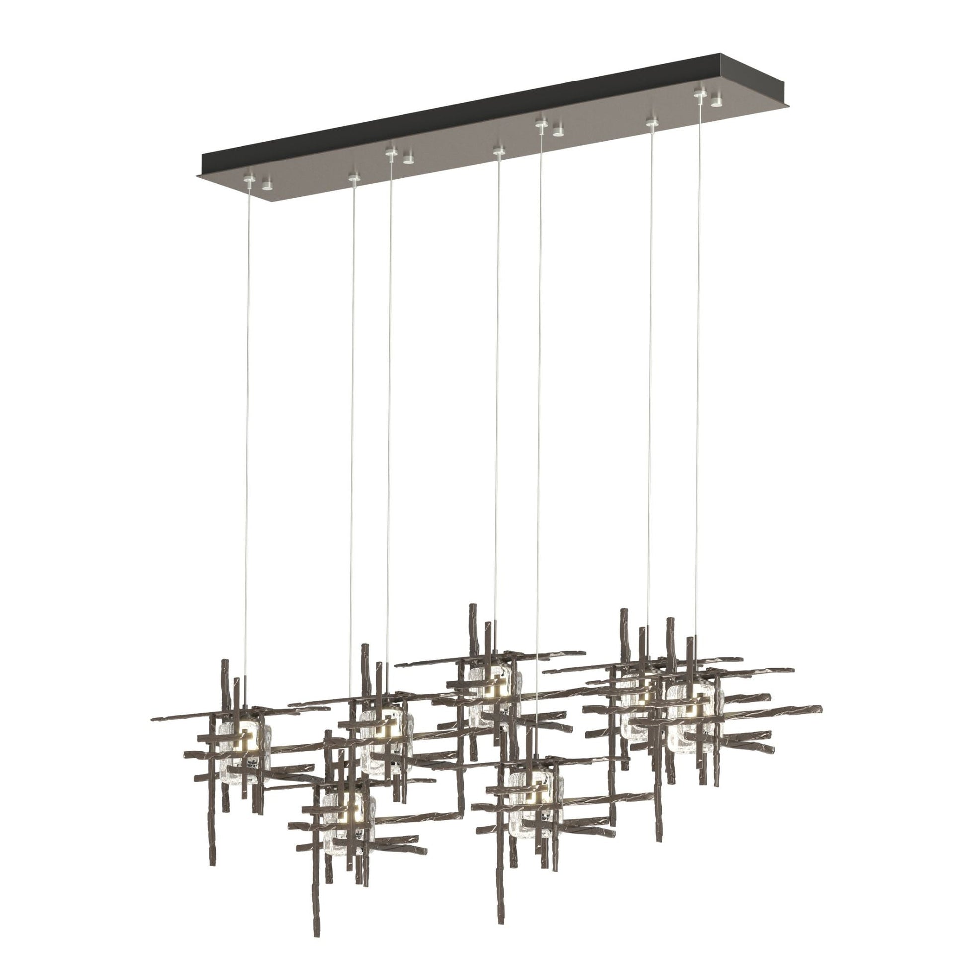 Tura 7-Light Seeded Glass Pendant 7-Light Seeded Clear Glass (II) in Oil Rubbed Bronze