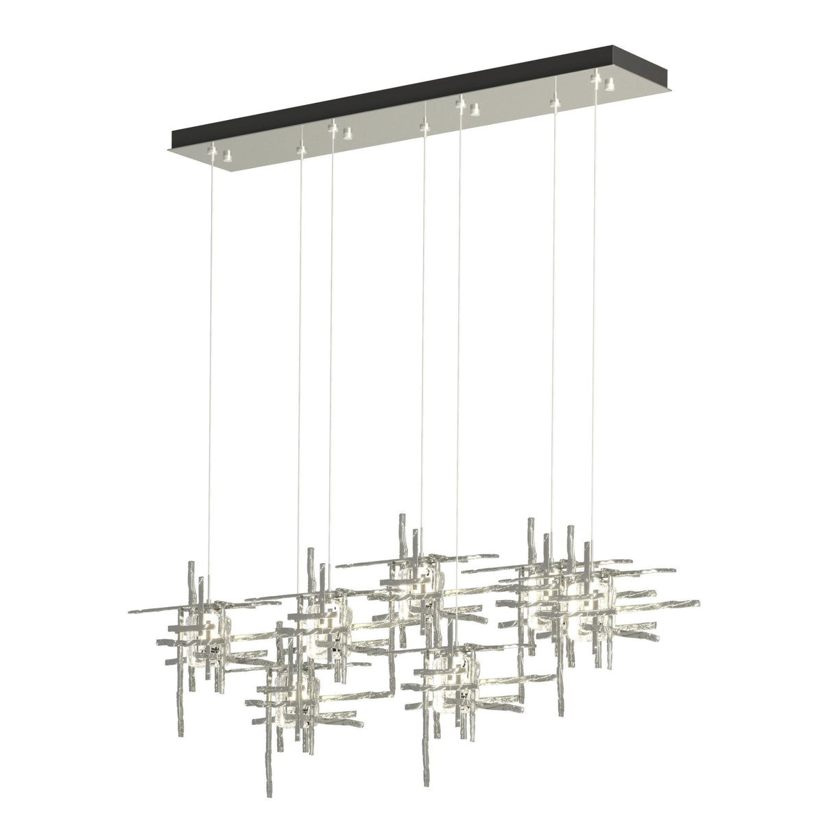 Tura 7-Light Seeded Glass Pendant 7-Light Seeded Clear Glass (II) in Sterling