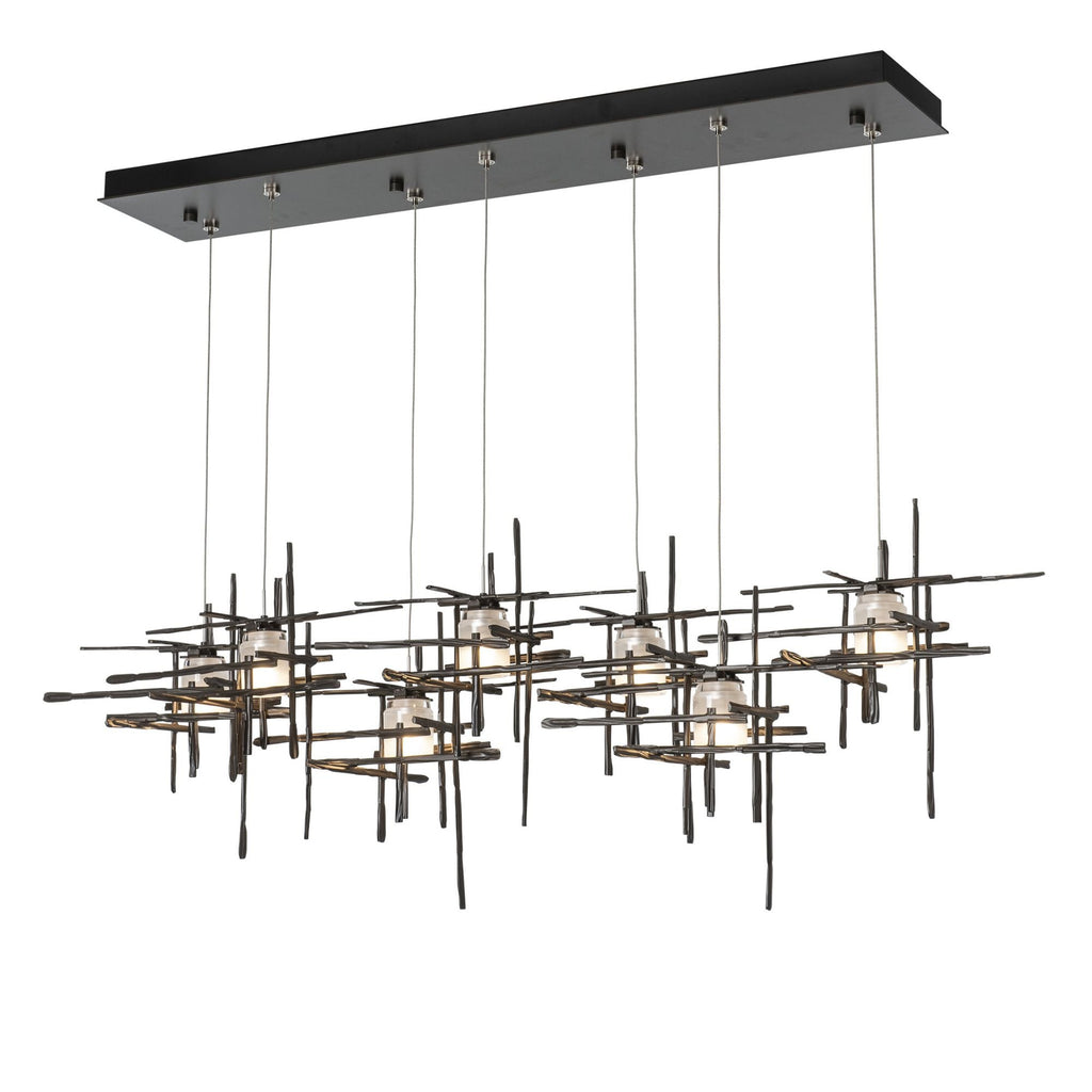 Tura 7-Light Frosted Glass Pendant 7-Light Cast Glass (YC) in Dark Smoke