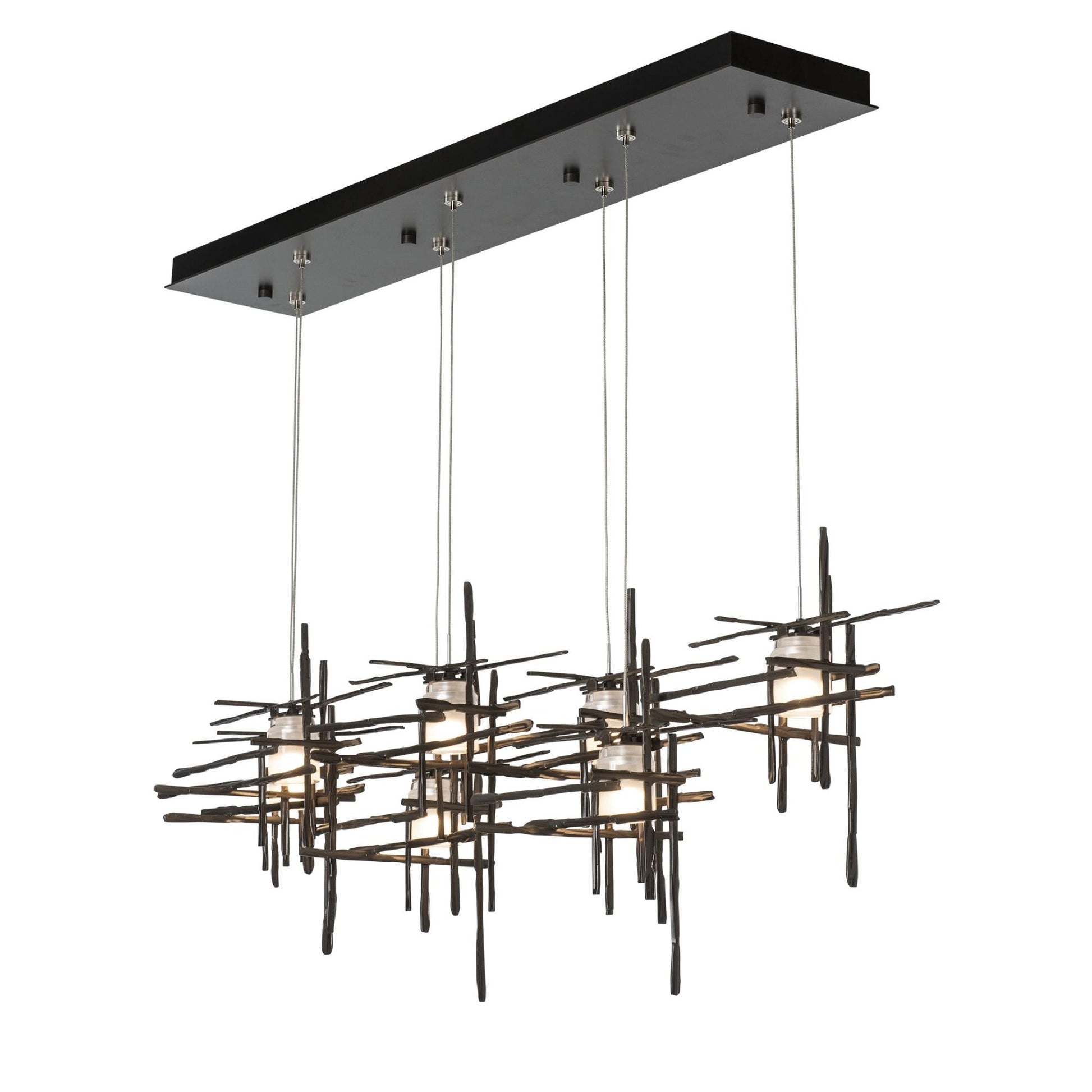 Tura 7-Light Frosted Glass Pendant 7-Light Cast Glass (YC) in Dark Smoke