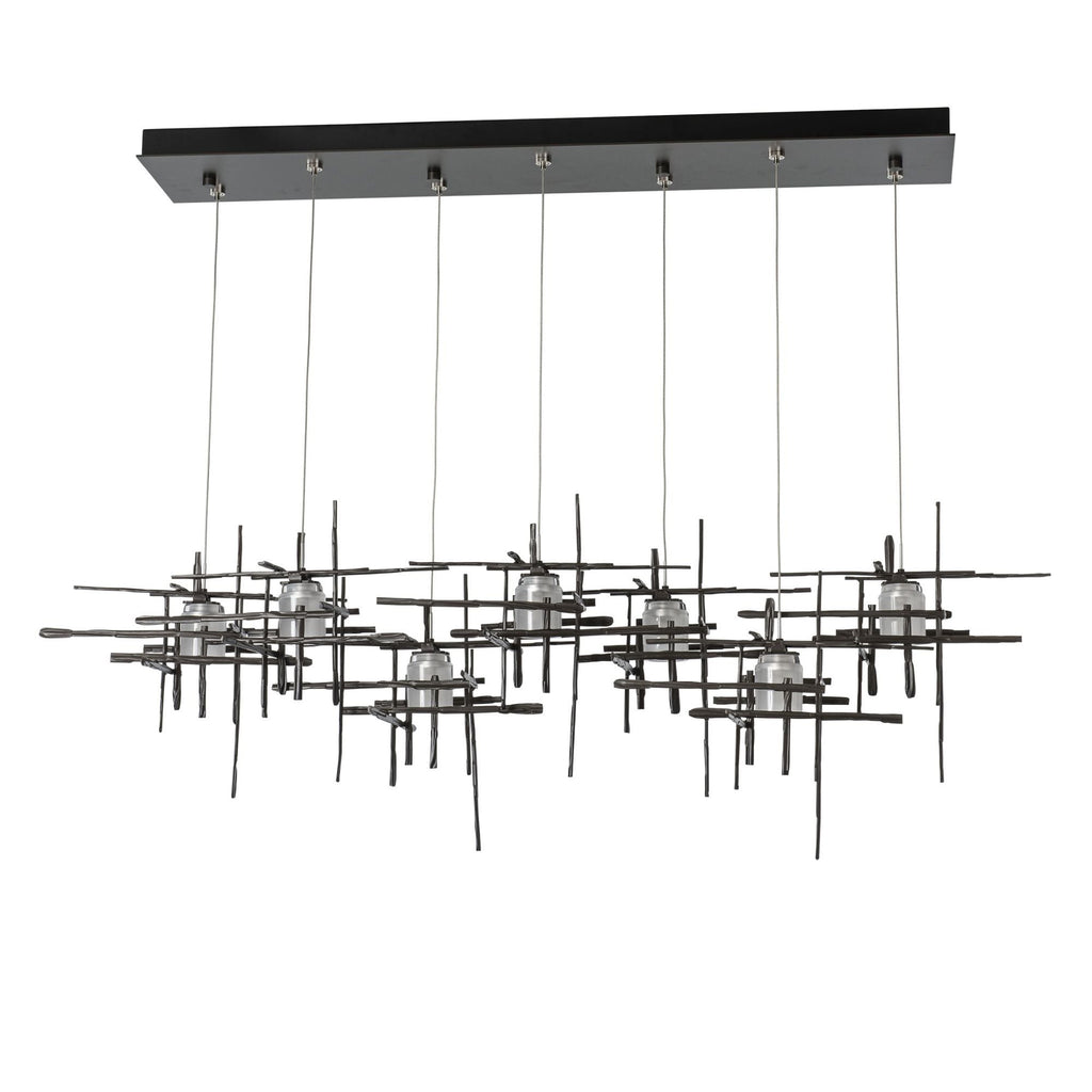 Tura 7-Light Frosted Glass Pendant 7-Light Cast Glass (YC) in Dark Smoke